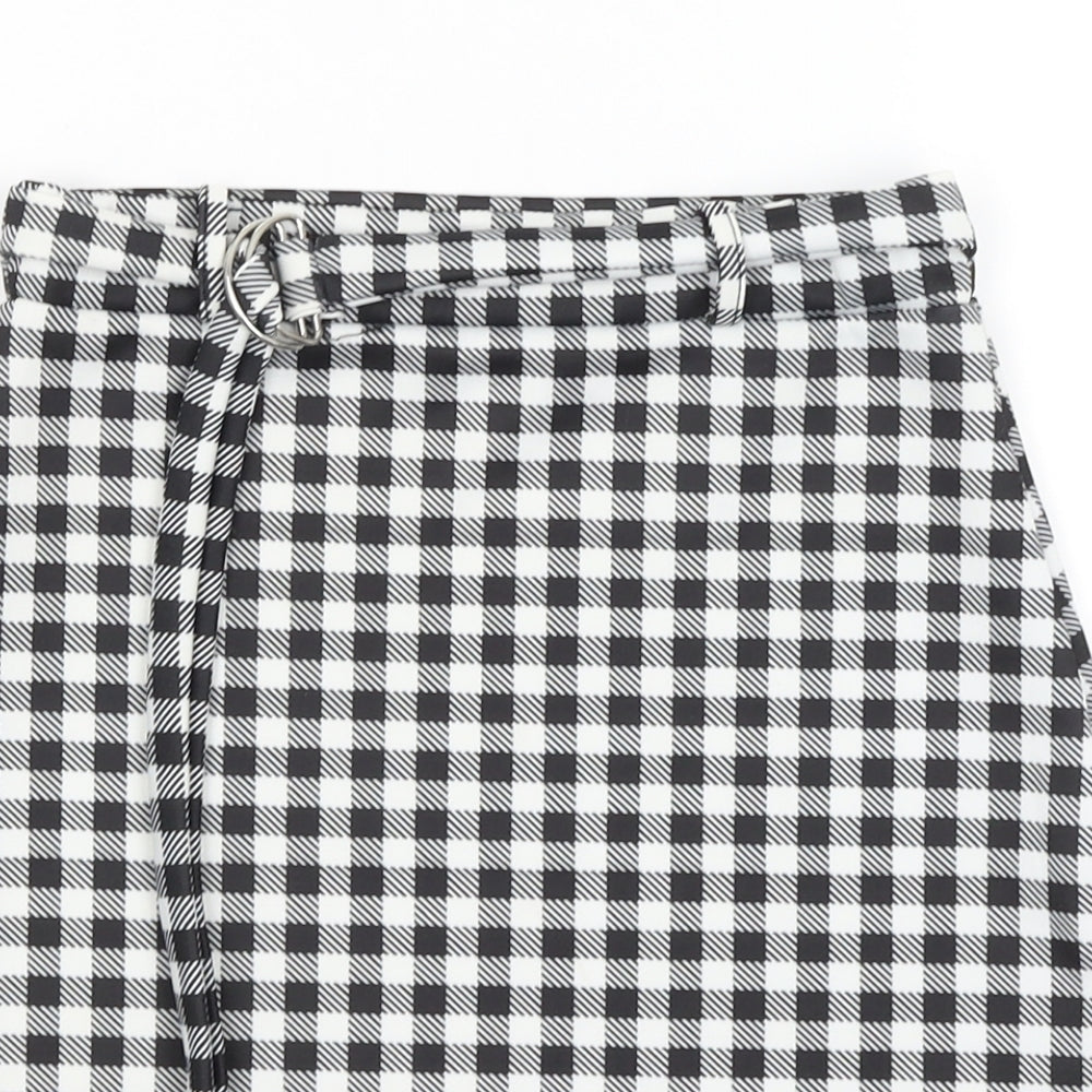 Pretty Little Thing Womens Black Check  Mini Skirt Size 6