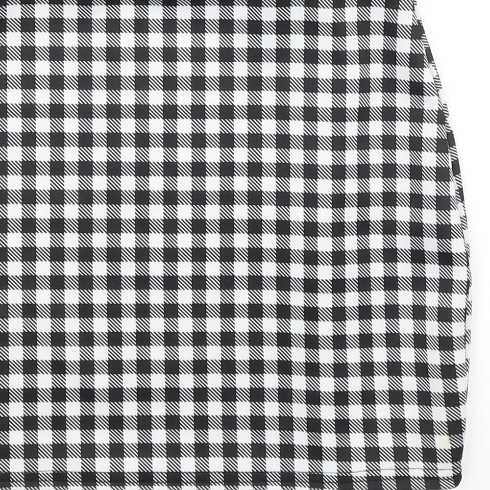 Pretty Little Thing Womens Black Check  Mini Skirt Size 6