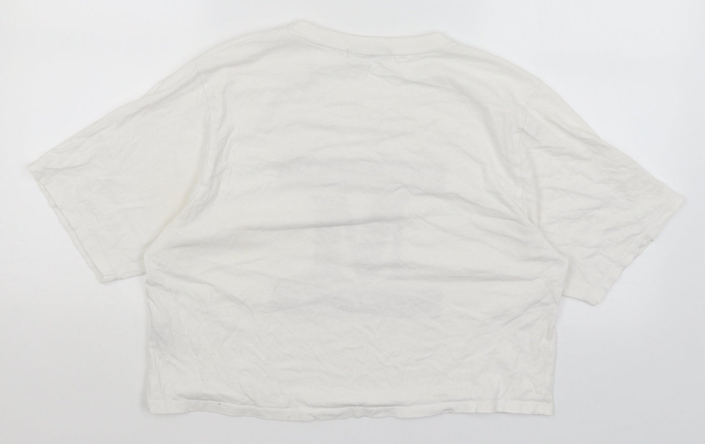 Womens UK Size L Pull & Bear White Cropped T-Shirt