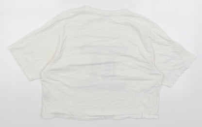 Womens UK Size L Pull & Bear White Cropped T-Shirt