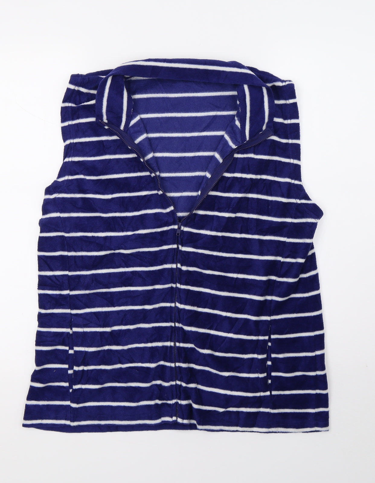 Original Essentials Womens Blue Striped  Gilet Coat Size M