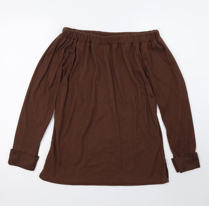 Womens UK Size 10 PRETTYLITTLETHING Brown Basic T-Shirt