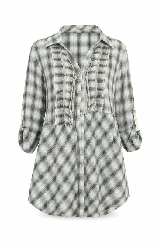 Mamas  Womens Green Check  Basic Button-Up Size 10