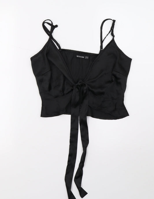 Womens UK Size 8 PRETTYLITTLETHING Black Basic T-Shirt