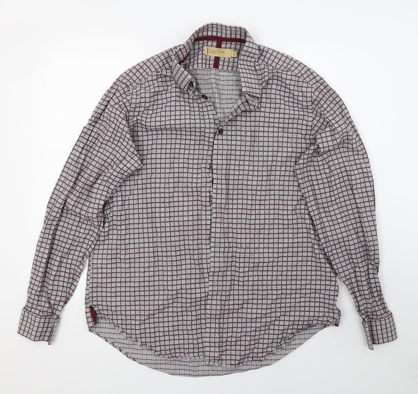 Mens UK Size 16 collezione Grey  Button-Up Long Sleeve Casual Shirt