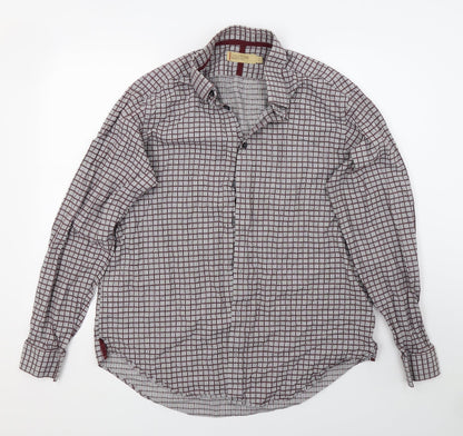 Mens UK Size 16 collezione Grey  Button-Up Long Sleeve Casual Shirt