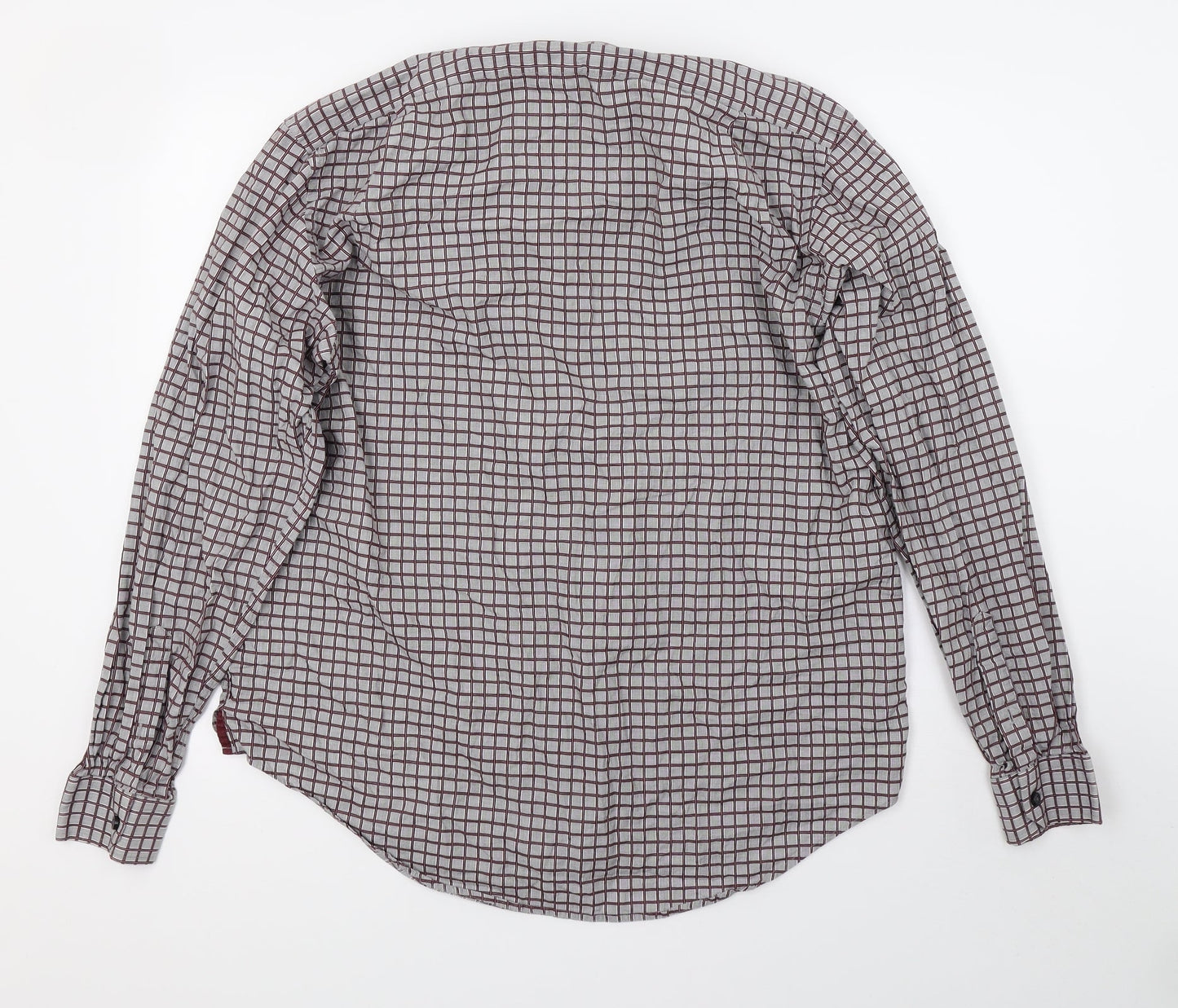Mens UK Size 16 collezione Grey  Button-Up Long Sleeve Casual Shirt