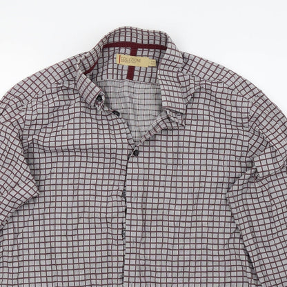Mens UK Size 16 collezione Grey  Button-Up Long Sleeve Casual Shirt