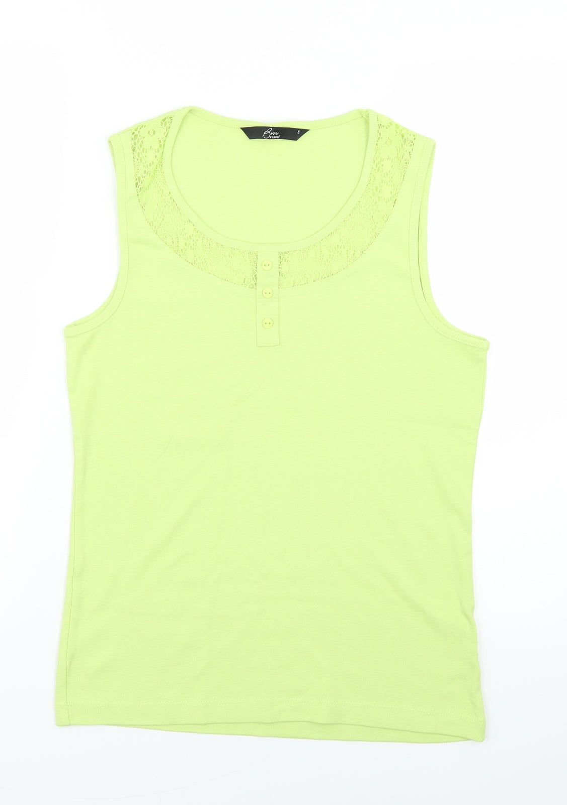 Womens UK Size S Bm Casual Green Basic Tank