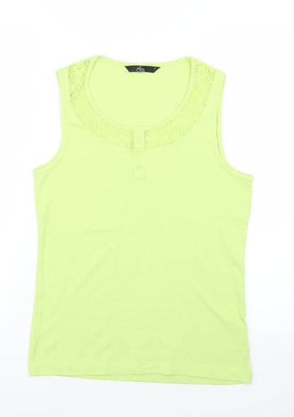 Womens UK Size S Bm Casual Green Basic Tank