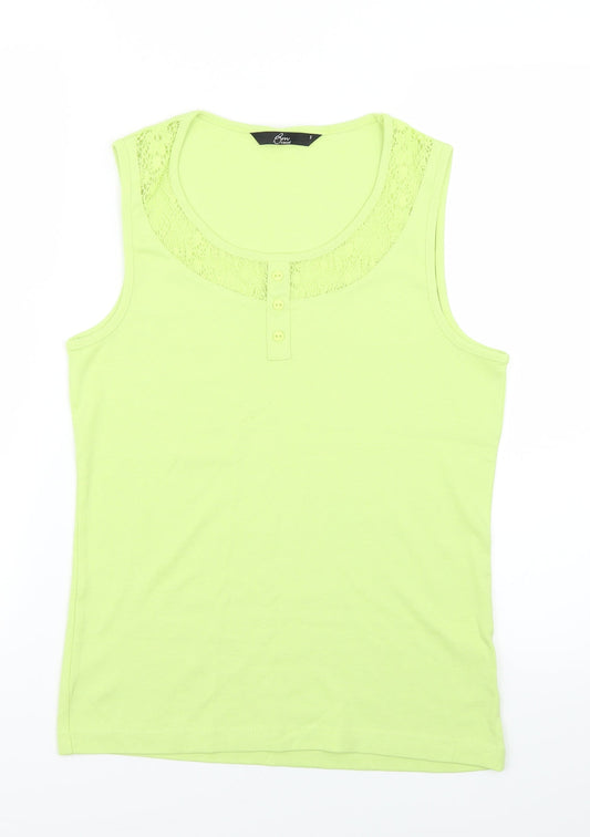 Womens UK Size S Bm Casual Green Basic Tank