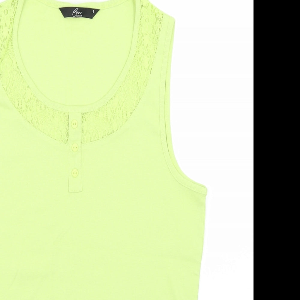 Womens UK Size S Bm Casual Green Basic Tank