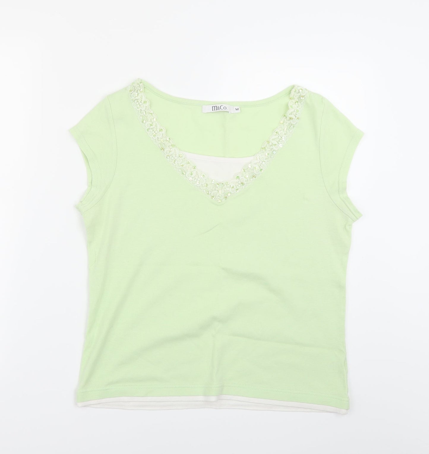 Womens UK Size M M&Co Green Basic Blouse