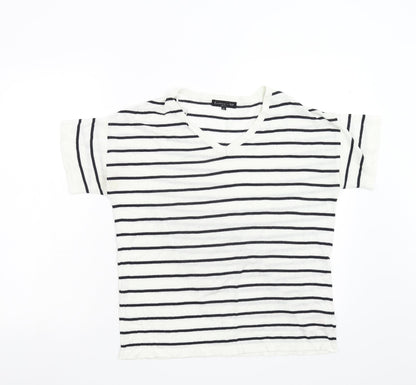 F&F Womens White Striped  Pullover Jumper Size 6