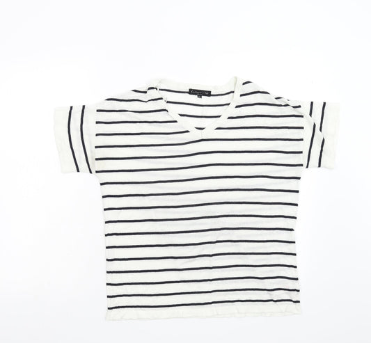 F&F Womens White Striped  Pullover Jumper Size 6