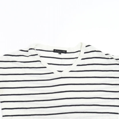 F&F Womens White Striped  Pullover Jumper Size 6