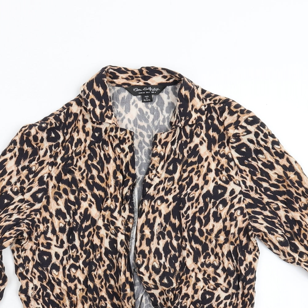 Miss Selfridge Womens Multicoloured Animal Print  Basic Blouse Size 6