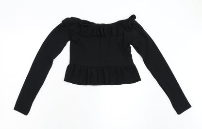 LX London Womens Black   Cropped Blouse Size 12