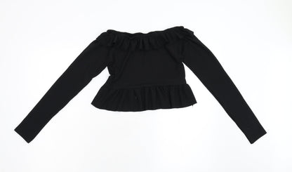LX London Womens Black   Cropped Blouse Size 12