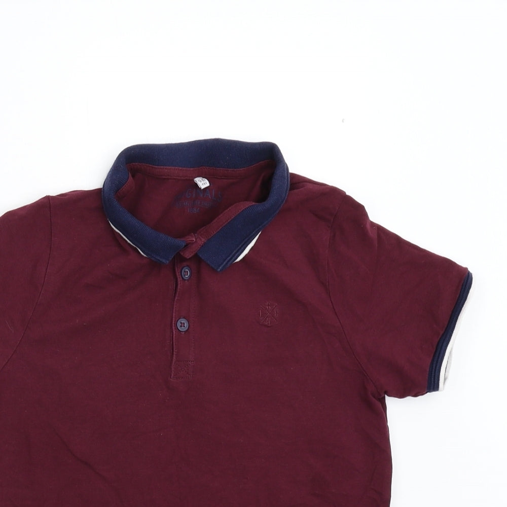 M&S Boys Red   Basic Polo Size 9-10 Years