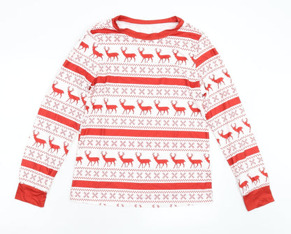 SheIn Womens Red Animal Print  Top Pyjama Top Size S  - Reindeer