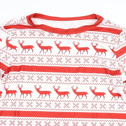 SheIn Womens Red Animal Print  Top Pyjama Top Size S  - Reindeer