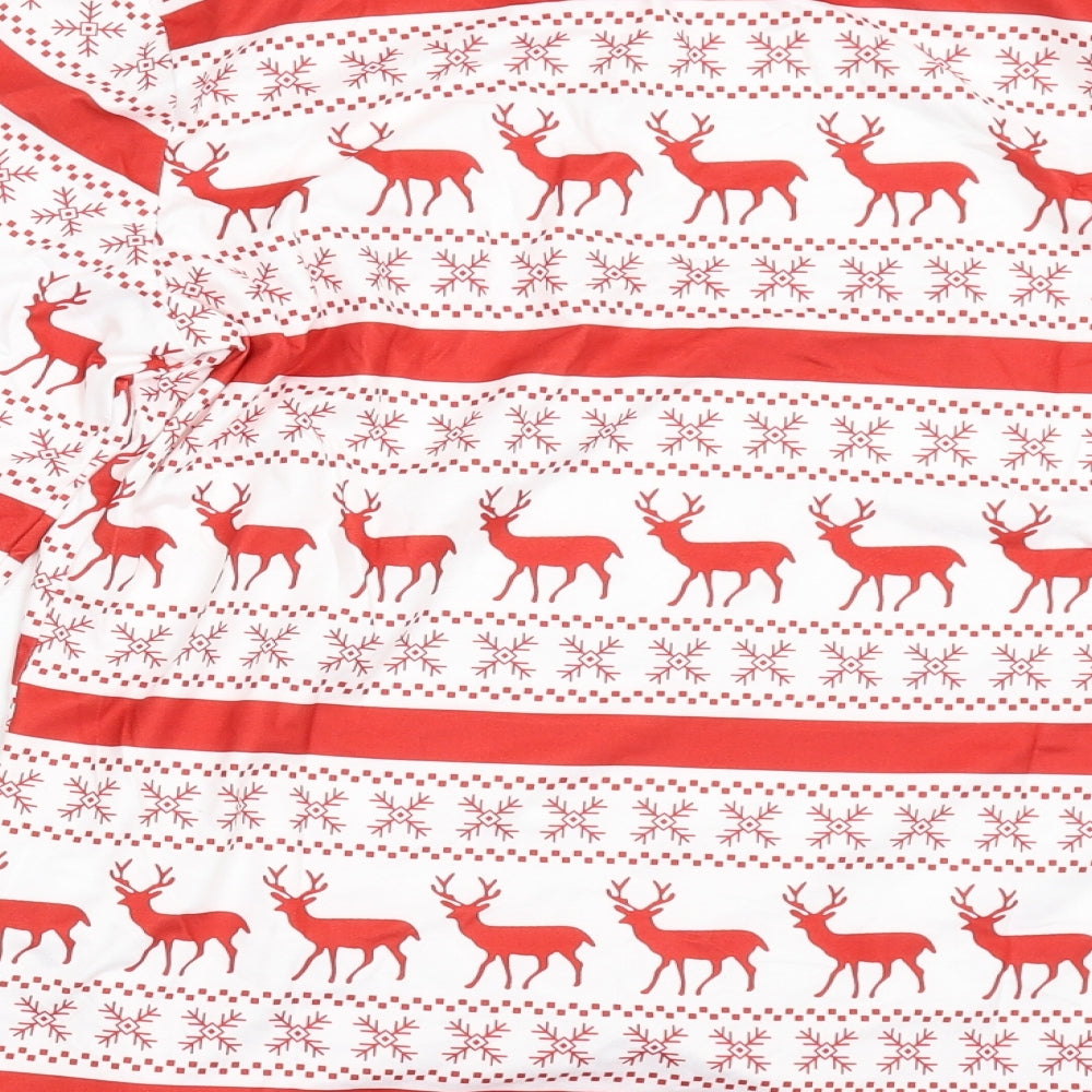SheIn Womens Red Animal Print  Top Pyjama Top Size S  - Reindeer