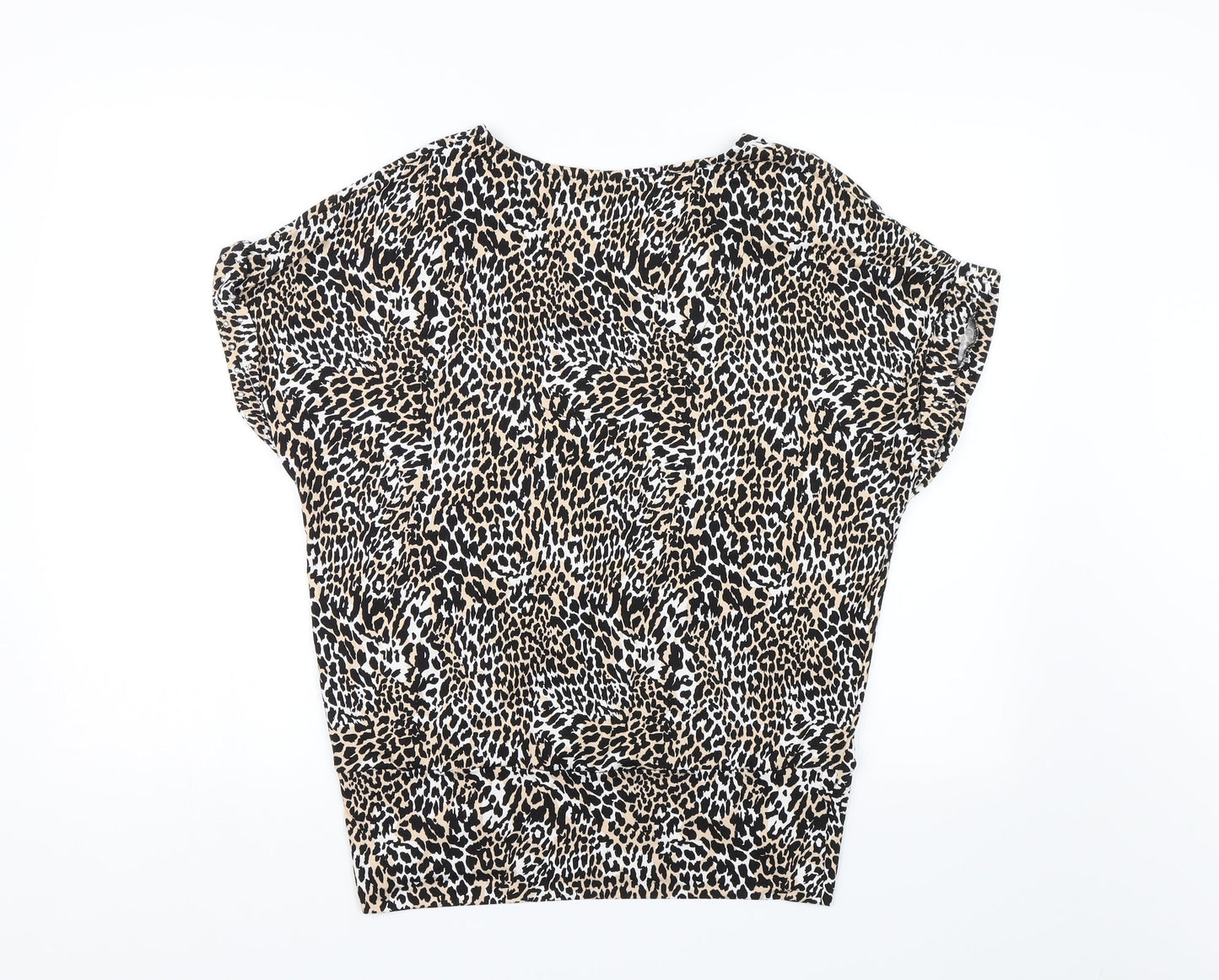 F&F Womens Black Animal Print  Basic Blouse Size 10