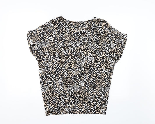 F&F Womens Black Animal Print  Basic Blouse Size 10