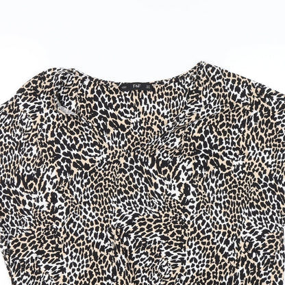 F&F Womens Black Animal Print  Basic Blouse Size 10
