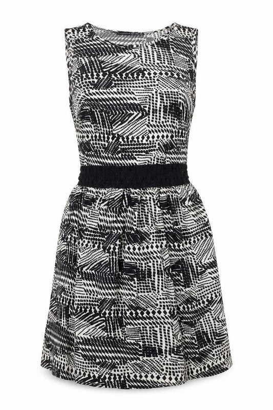 Front view of Atmosphere women’s black animal print shift, size UK 6