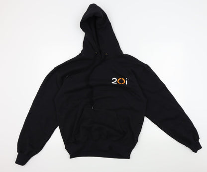 Mens UK Size M Fruit of the Loom Black Pullover Hoodie