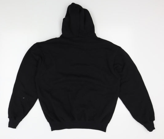 Mens UK Size M Fruit of the Loom Black Pullover Hoodie