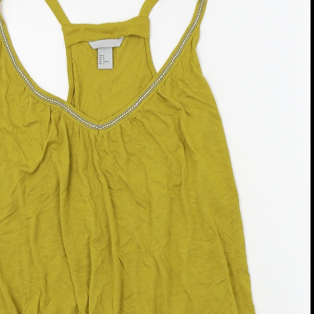 Womens UK Size M H&M Yellow Basic Tank