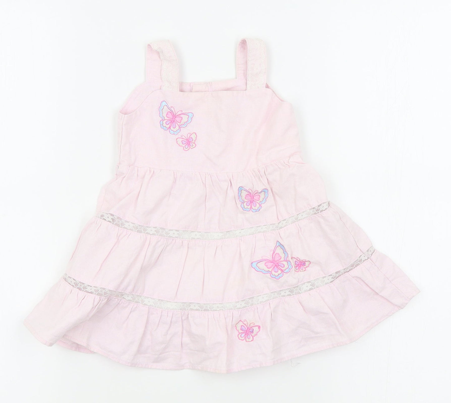 minibasix Girls Pink   Pinafore/Dungaree Dress  Size 9-12 Months