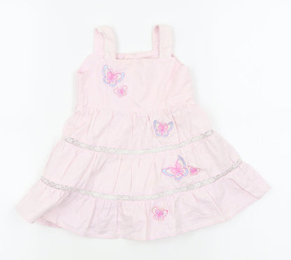 minibasix Girls Pink   Pinafore/Dungaree Dress  Size 9-12 Months