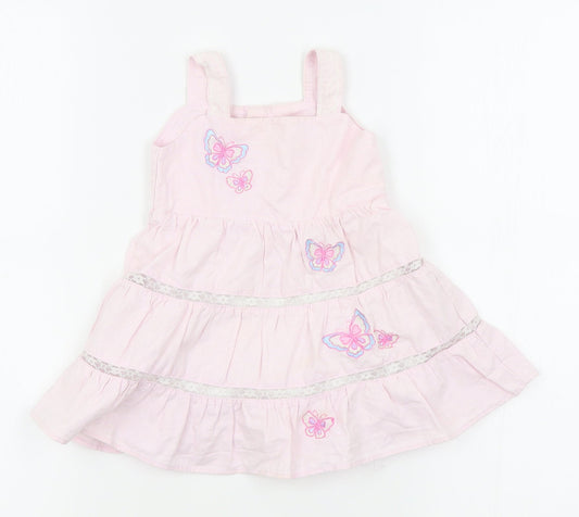 minibasix Girls Pink   Pinafore/Dungaree Dress  Size 9-12 Months