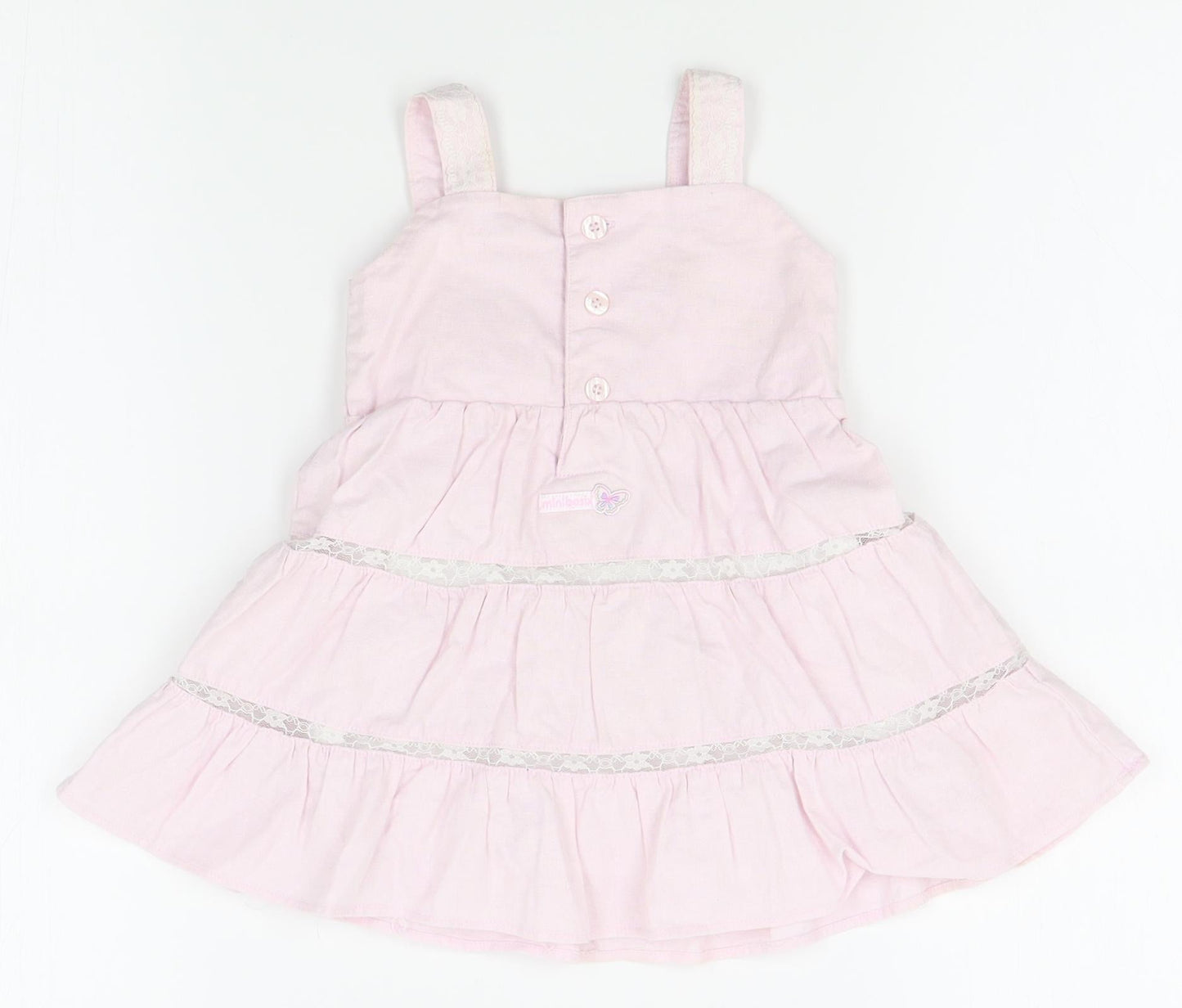 minibasix Girls Pink   Pinafore/Dungaree Dress  Size 9-12 Months