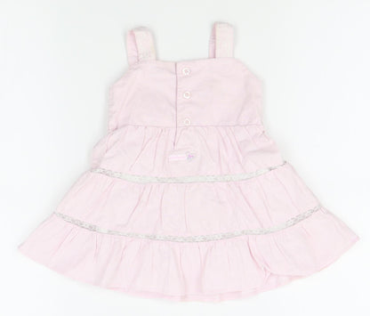 minibasix Girls Pink   Pinafore/Dungaree Dress  Size 9-12 Months