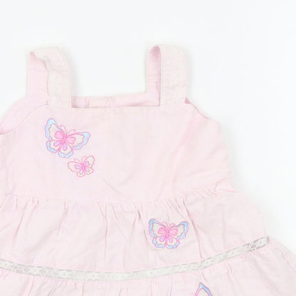 minibasix Girls Pink   Pinafore/Dungaree Dress  Size 9-12 Months