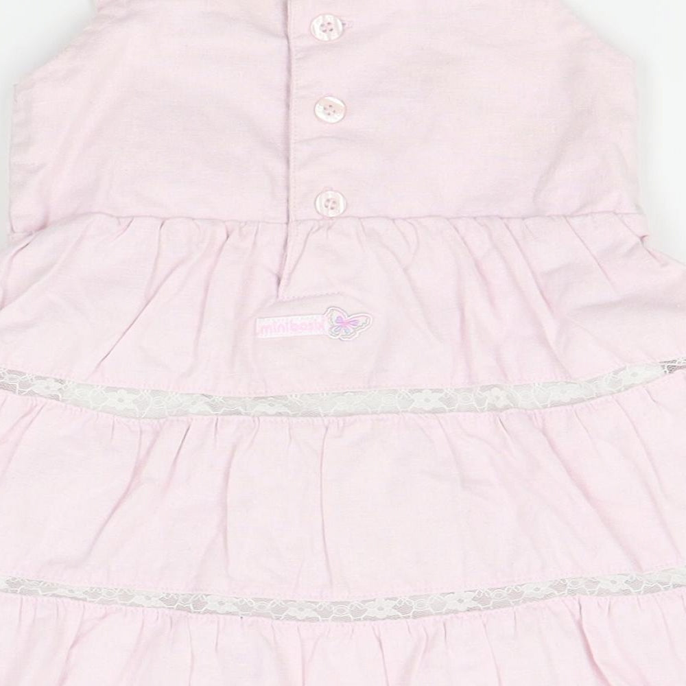 minibasix Girls Pink   Pinafore/Dungaree Dress  Size 9-12 Months