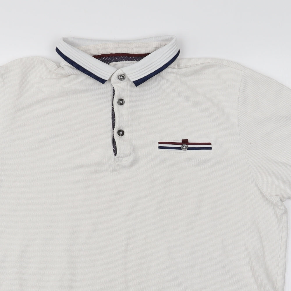 Mens UK Size L Burton White  Button-Up Short Sleeve Casual Shirt
