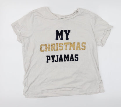 New Look Womens White   Top Pyjama Top Size M  - Christmas