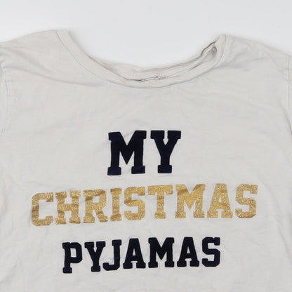 New Look Womens White   Top Pyjama Top Size M  - Christmas