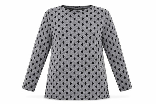 Front view of Papaya women’s grey argyle/diamond jumper, size UK 10