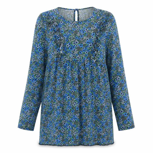 Front view of ASOS women’s blue floral shift, size UK 12