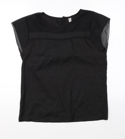 Womens UK Size M Preworn Black Basic Blouse