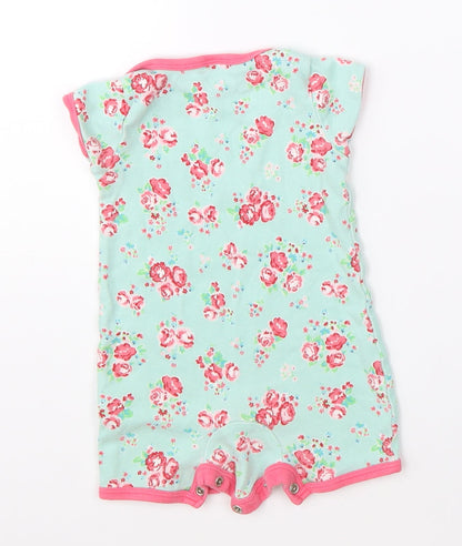 Mini Club Girls Green Floral  Romper One-Piece Size 3-6 Months
