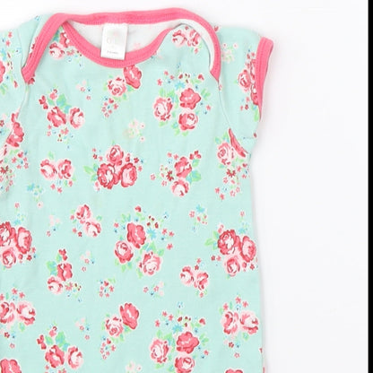Mini Club Girls Green Floral  Romper One-Piece Size 3-6 Months