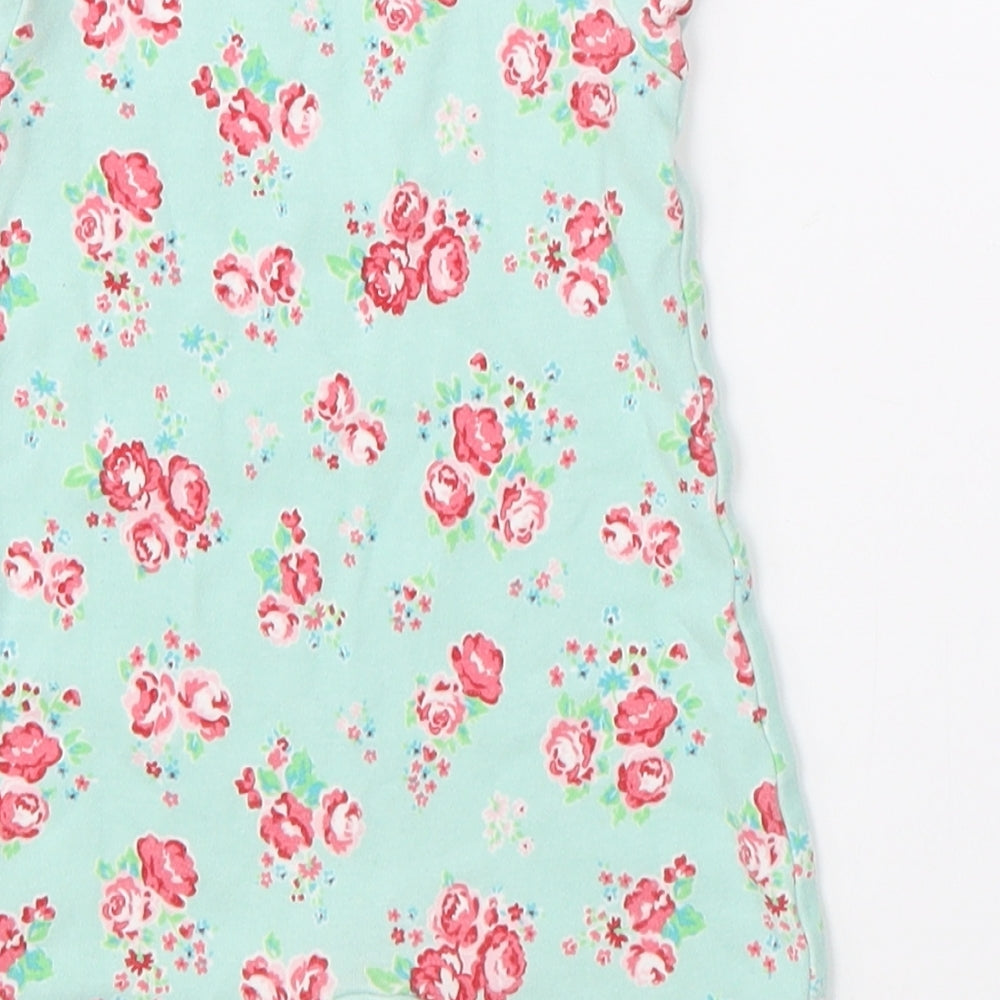Mini Club Girls Green Floral  Romper One-Piece Size 3-6 Months